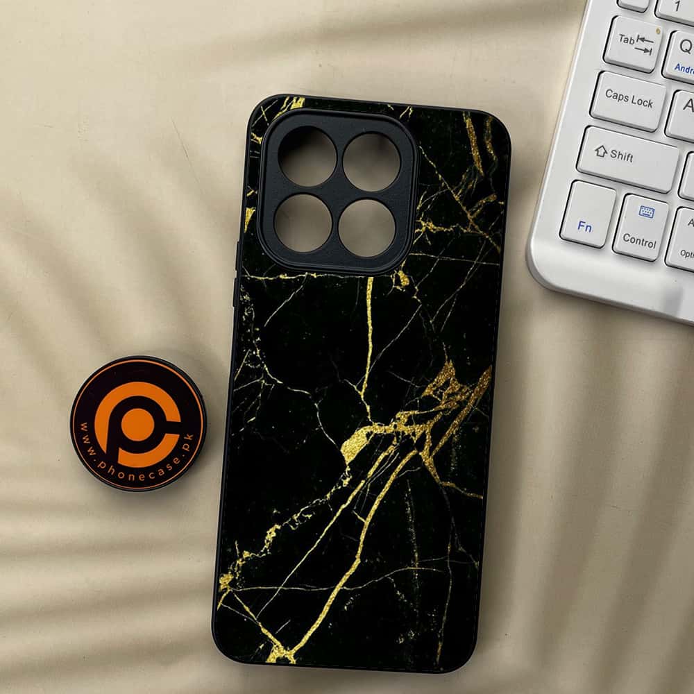 Honor X5b Plus - Black Marble Series - Premium Metal  Printed soft Bumper shock Proof Case