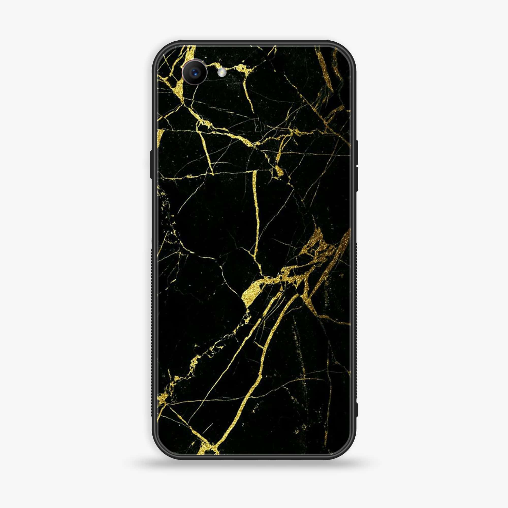 Oppo F7 Youth - Black Marble Series - Premium Printed Glass soft Bumper shock Proof Case