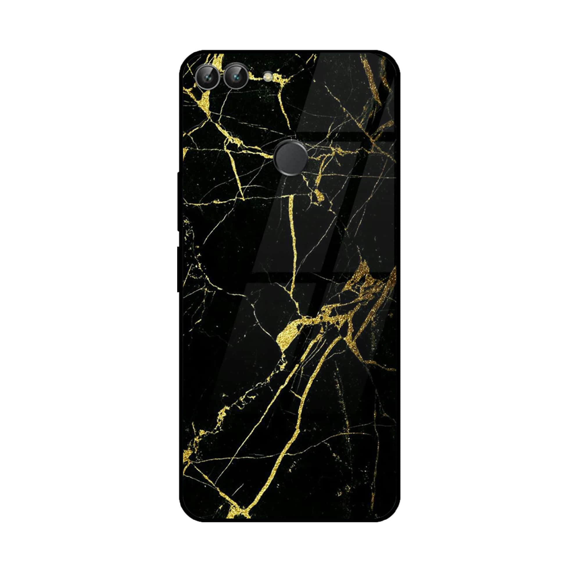 Huawei P Smart - Black Marble Series - Premium Printed Glass soft Bumper shock Proof Case