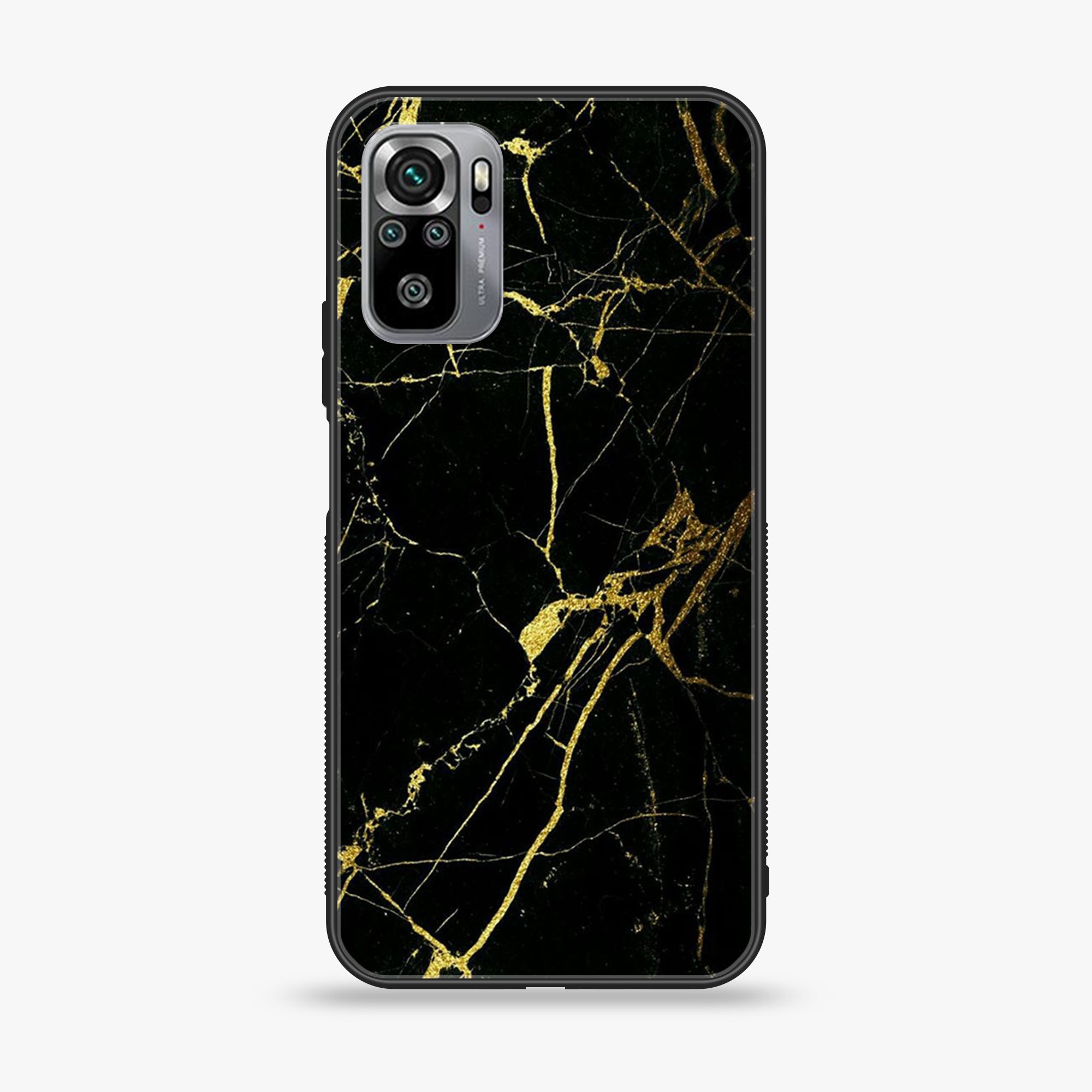 Xiaomi Redmi Note 10S - Black Marble Series - Premium Printed Glass soft Bumper shock Proof Case