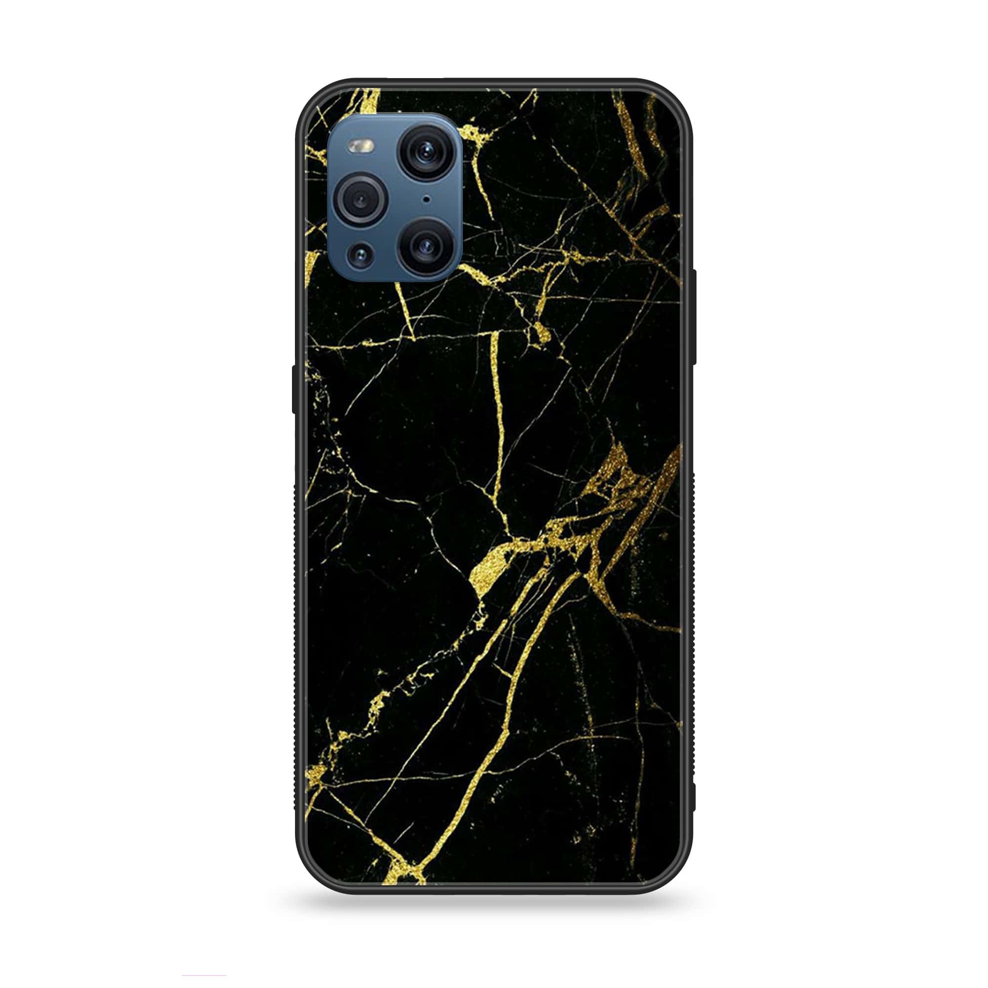 Oppo Find X3 - Black Marble  Series - Premium Printed Glass soft Bumper shock Proof Case