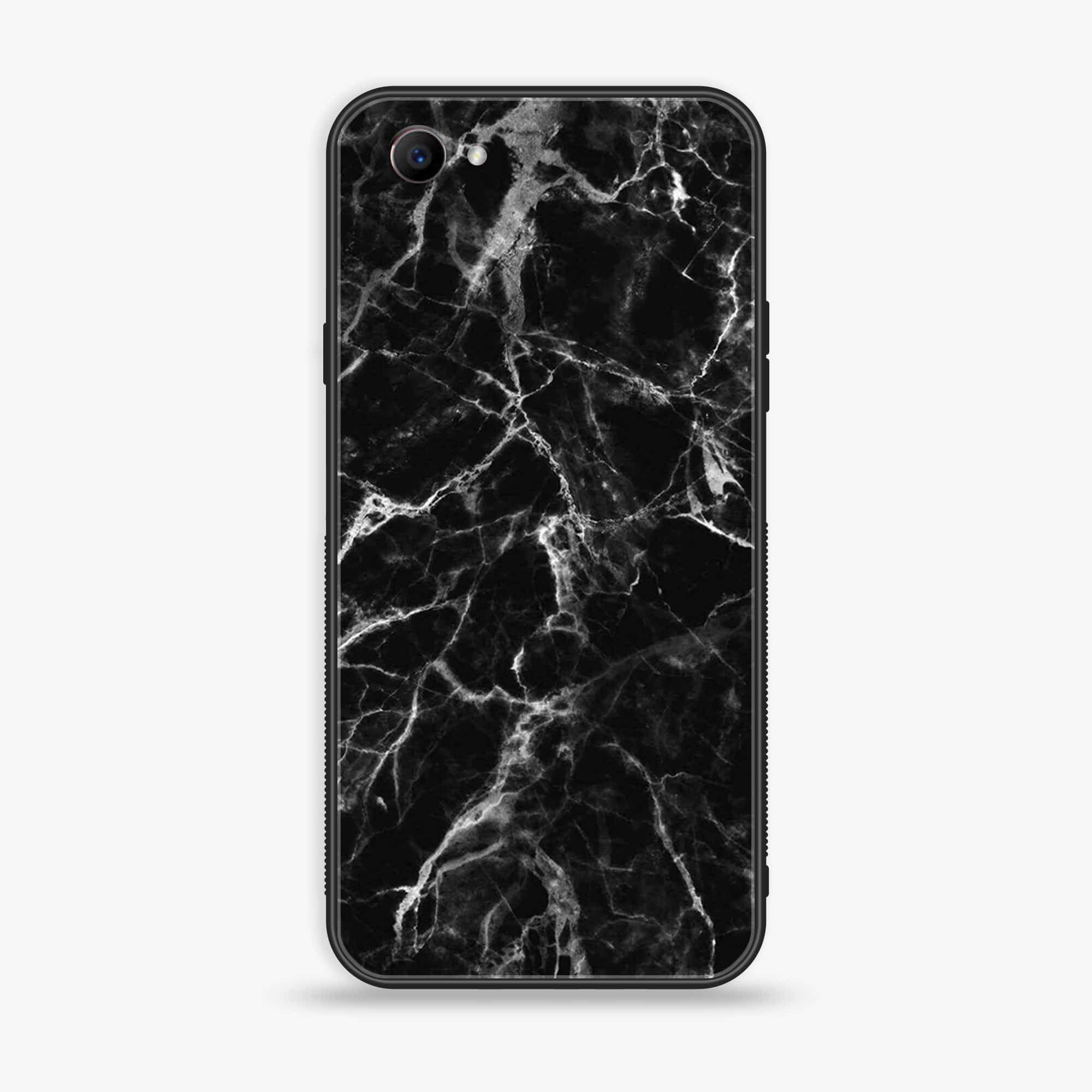 Oppo F7 Youth - Black Marble Series - Premium Printed Glass soft Bumper shock Proof Case