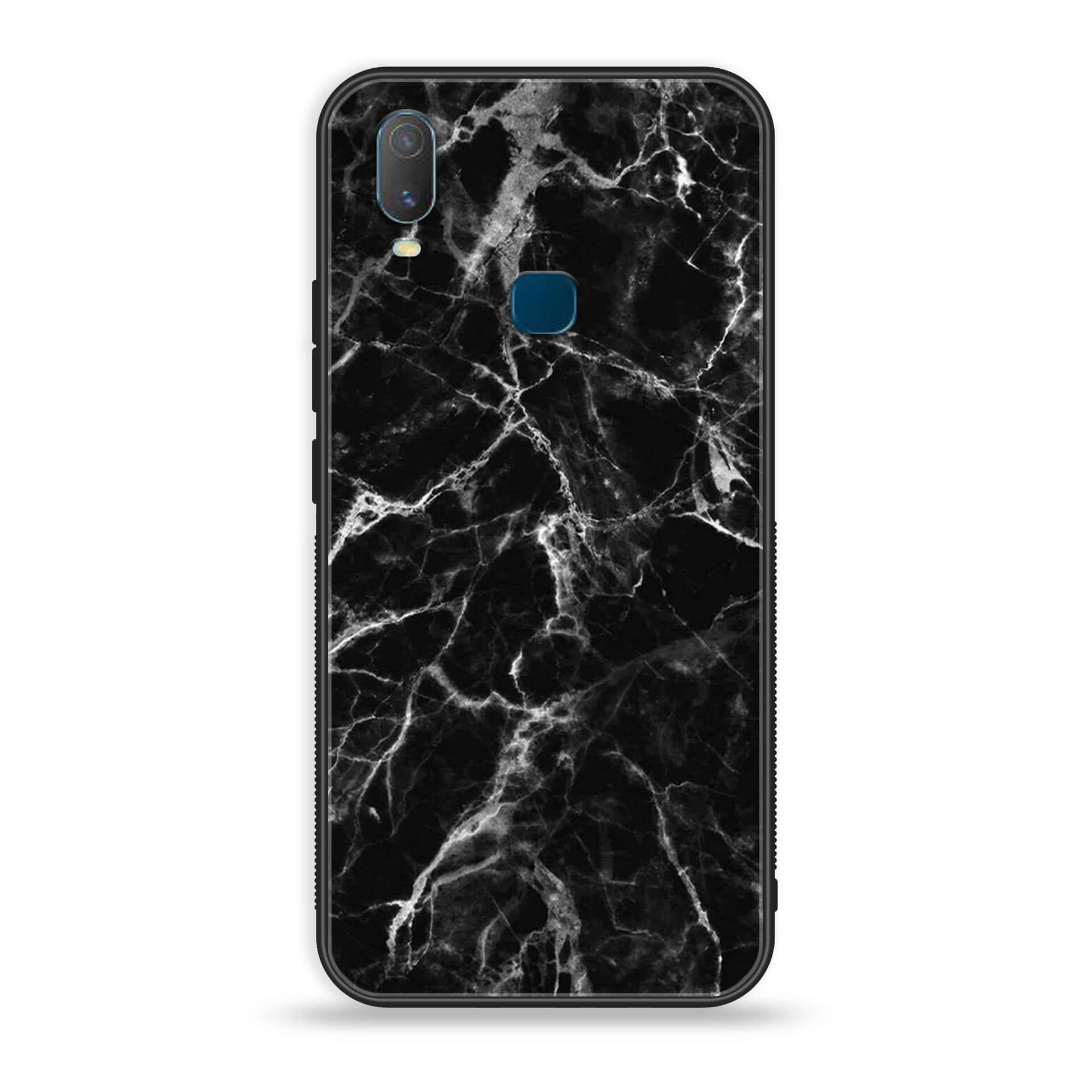 VIVO Y11 - Black Marble Series - Premium Printed Glass soft Bumper shock Proof Case