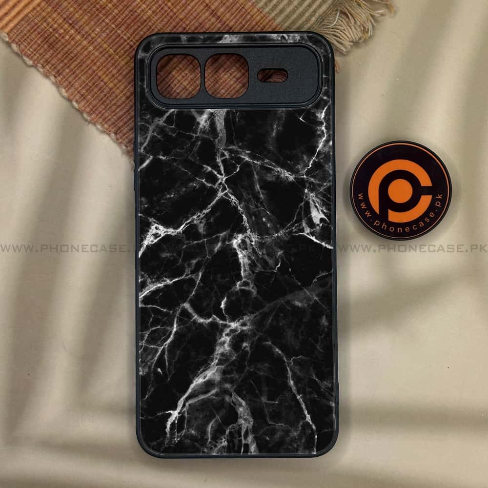 Infinix Smart 10 Plus - Black Marble Series - Premium Metal Printed soft Bumper shock Proof Case