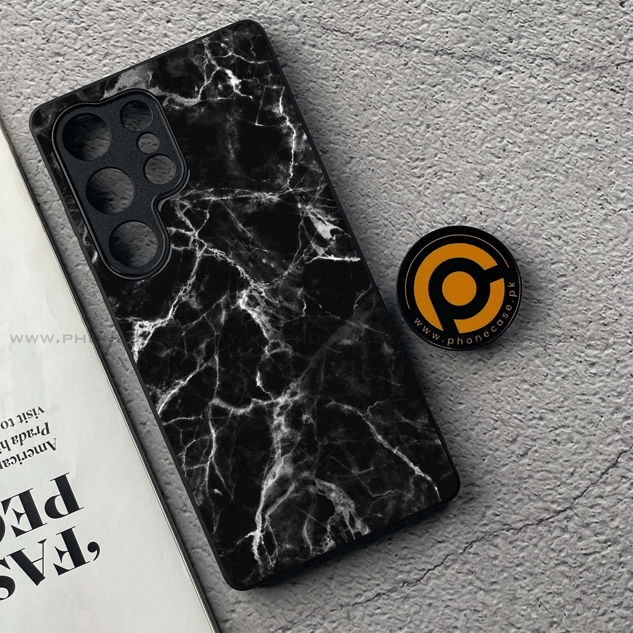 OnePlus 13 - Black Marble Series - Premium Metal Printed soft Bumper shock Proof Case