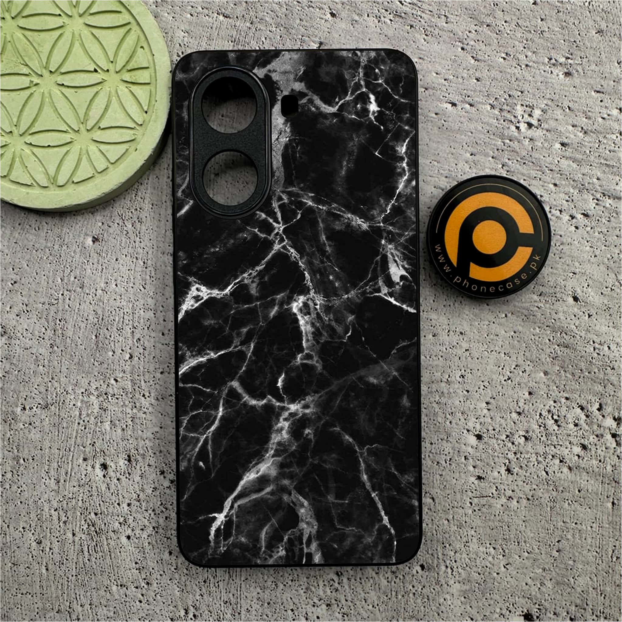 Xiaomi Poco X7 Pro 5G - Black Marble Series - Premium Metal Printed soft Bumper shock Proof Case