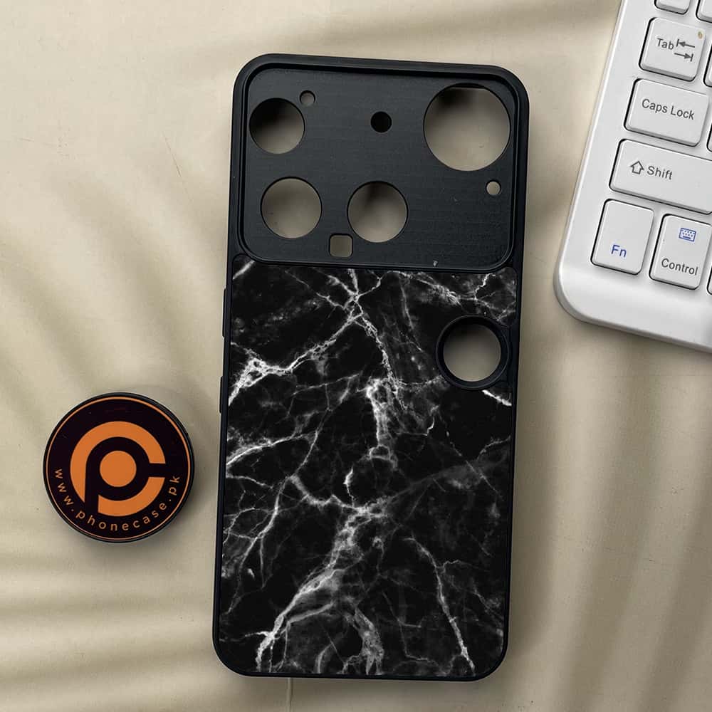 Nothing Phone 3 - Black Marble Series - Premium Metal  Printed soft Bumper shock Proof Case