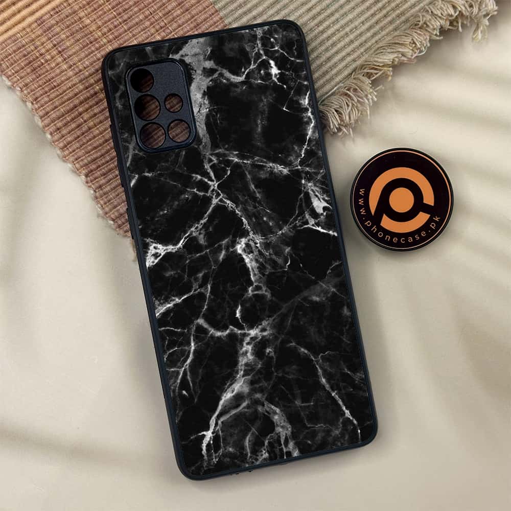 Samsung Galaxy A71 - Black Marble Series - Premium Metal Printed soft Bumper shock Proof Case