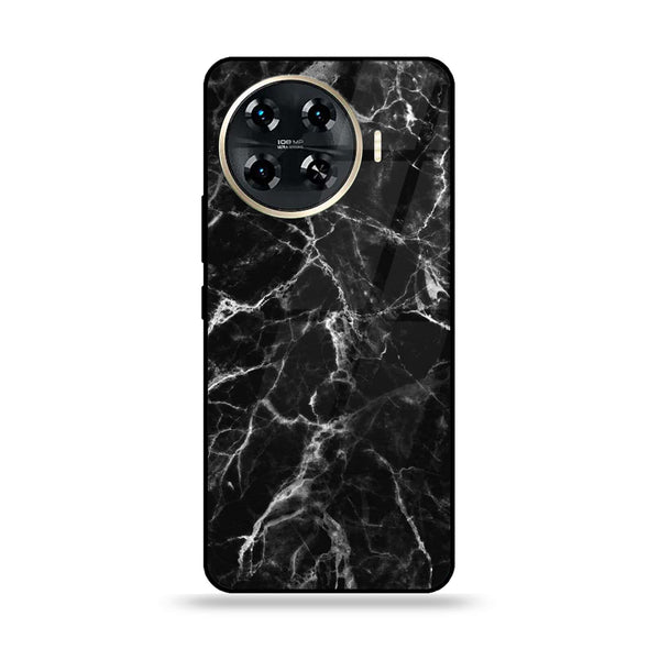 Tecno Spark 20 pro plus - Black Marble  Design 4  - Premium Printed Glass soft Bumper shock Proof Case CS-24967