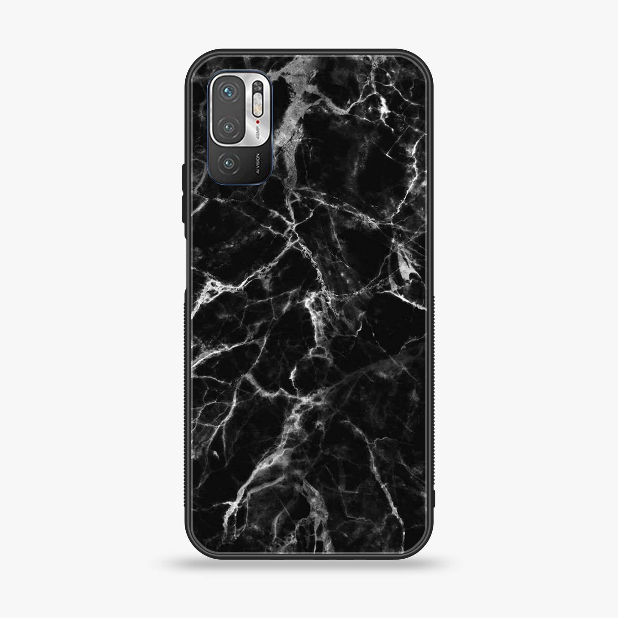 Xiaomi Redmi Note 10 5G - Black Marble Series - Premium Printed Glass soft Bumper shock Proof Case