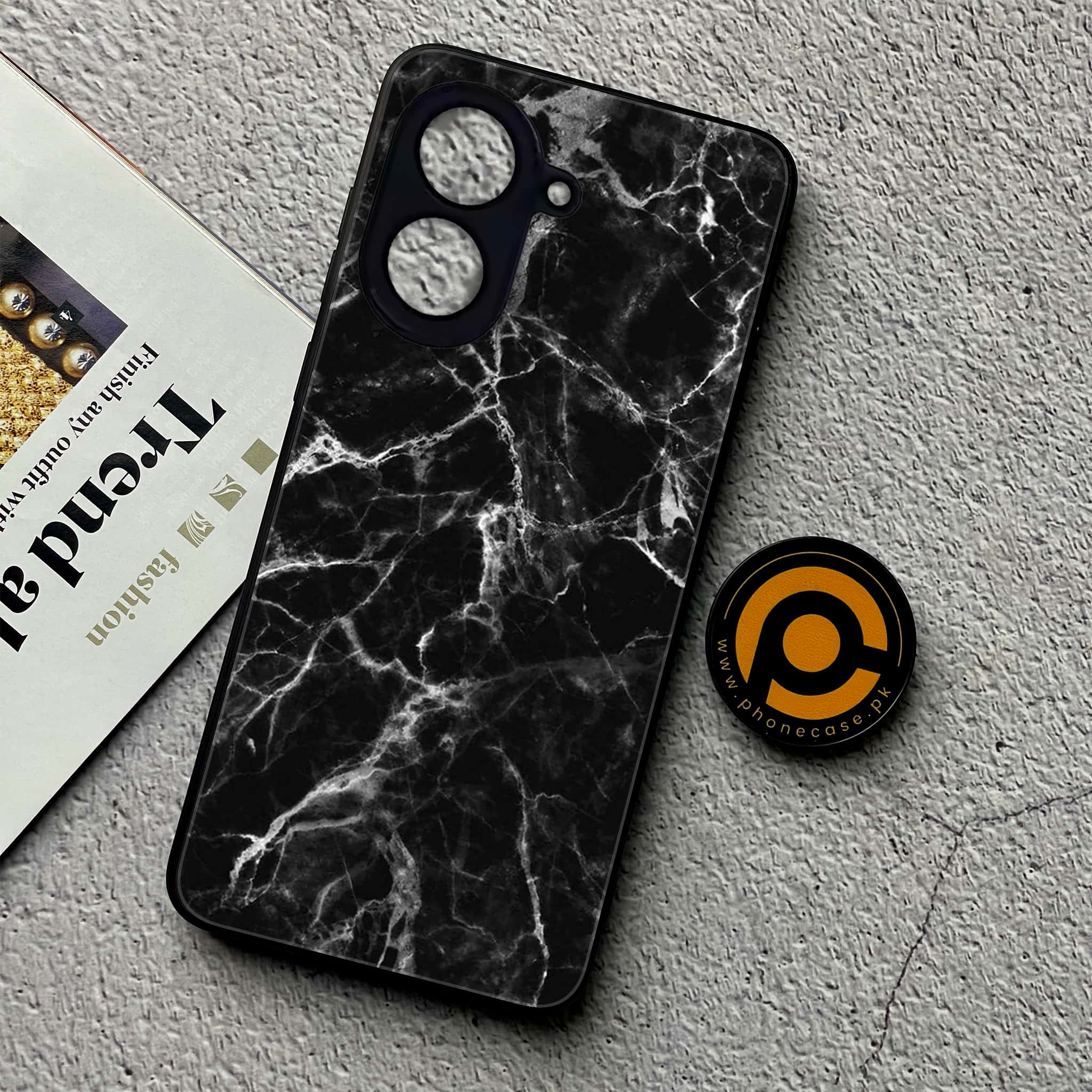 Xiaomi Redmi A5 - Black Marble Series - Premium Metal Printed soft Bumper shock Proof Case