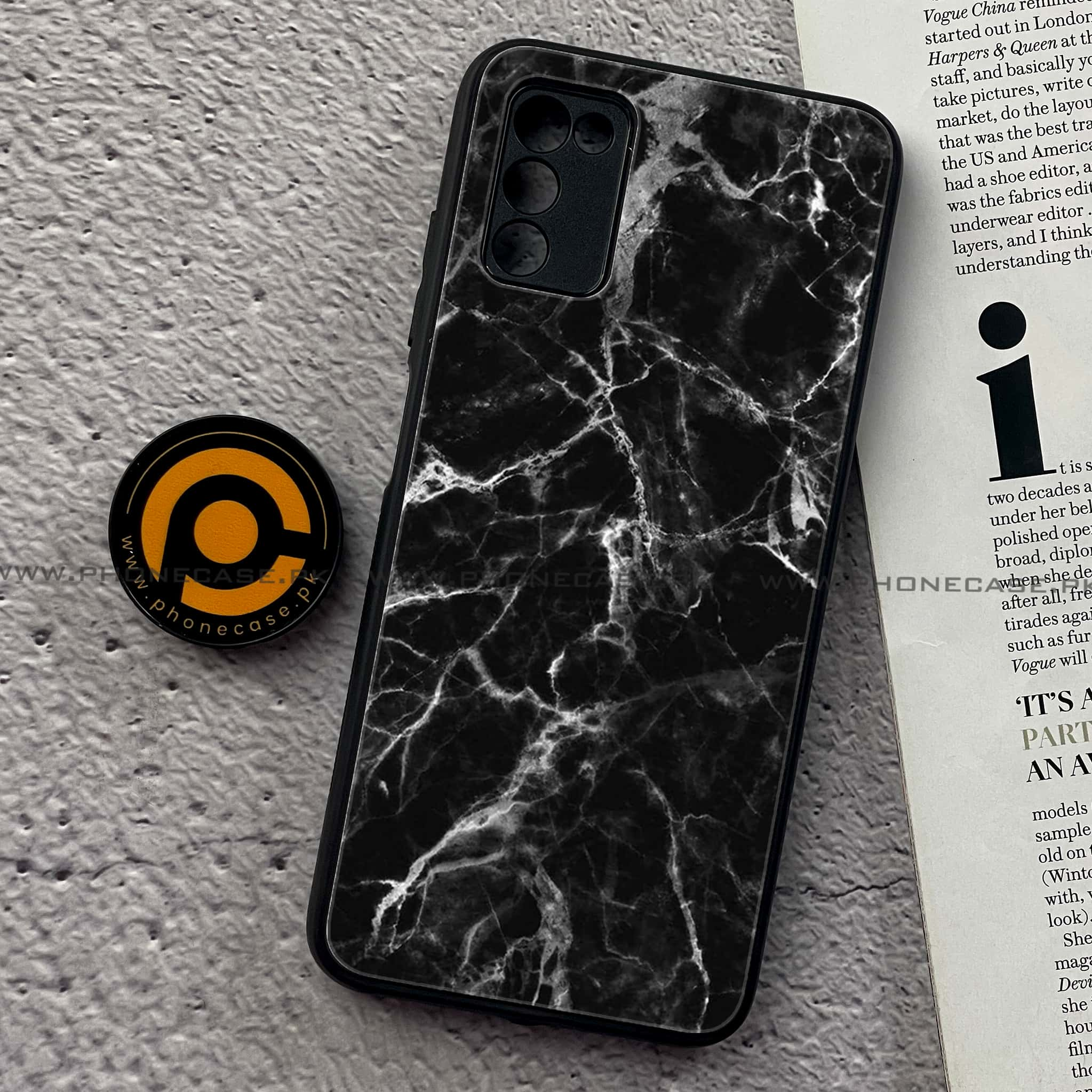 Samsung Galaxy A02s - Black Marble Series - Premium Printed Metal soft Bumper shock Proof Case