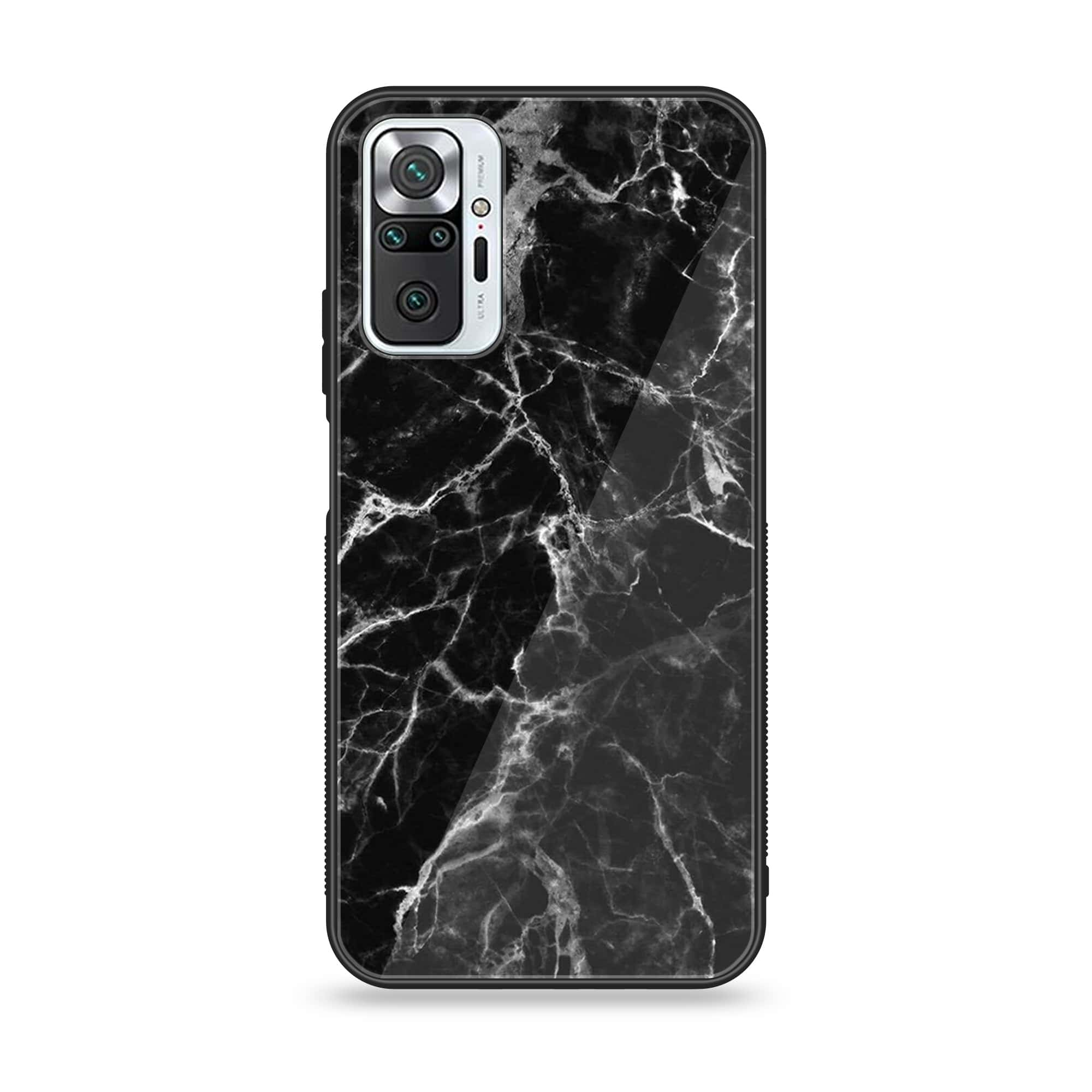 Xiaomi Redmi Note 10 Pro - Black Marble Series - Premium Printed Glass soft Bumper shock Proof Case