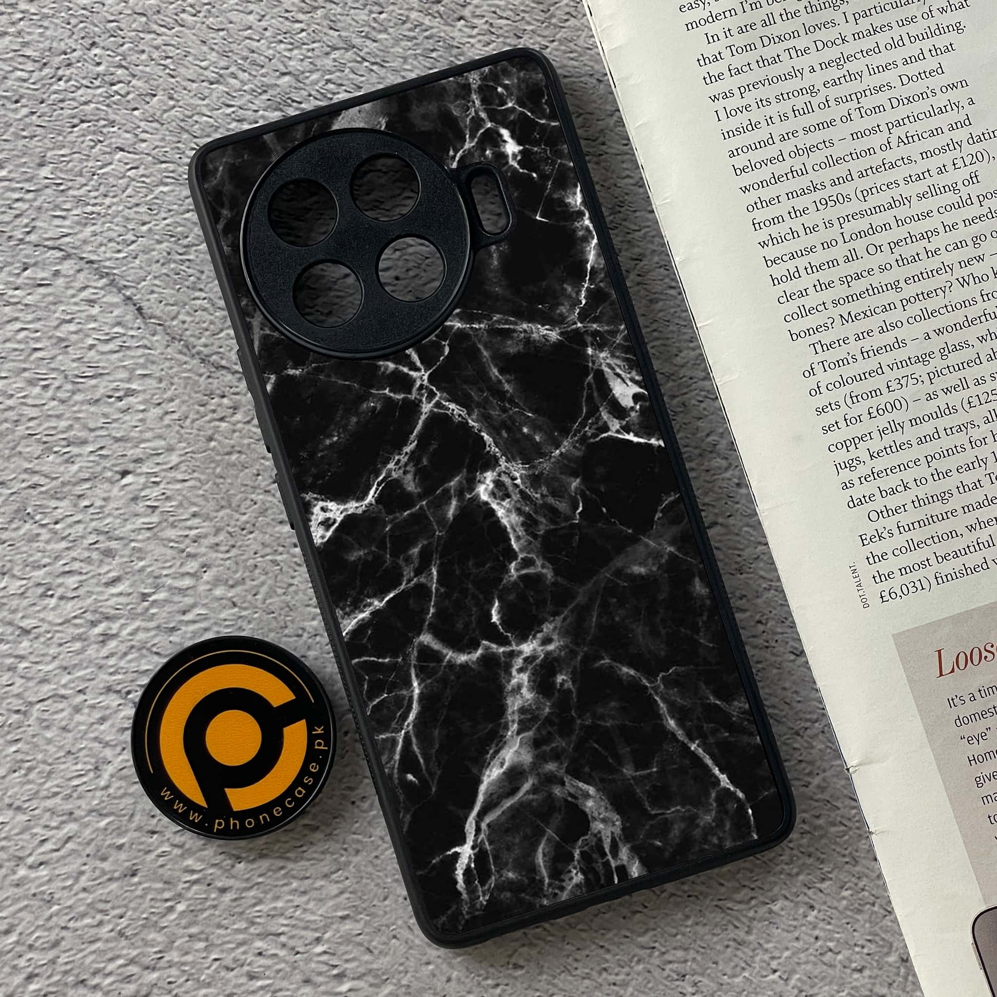 Tecno Spark 20 pro plus - Black Marble Series - Premium Printed Glass soft Bumper shock Proof Case