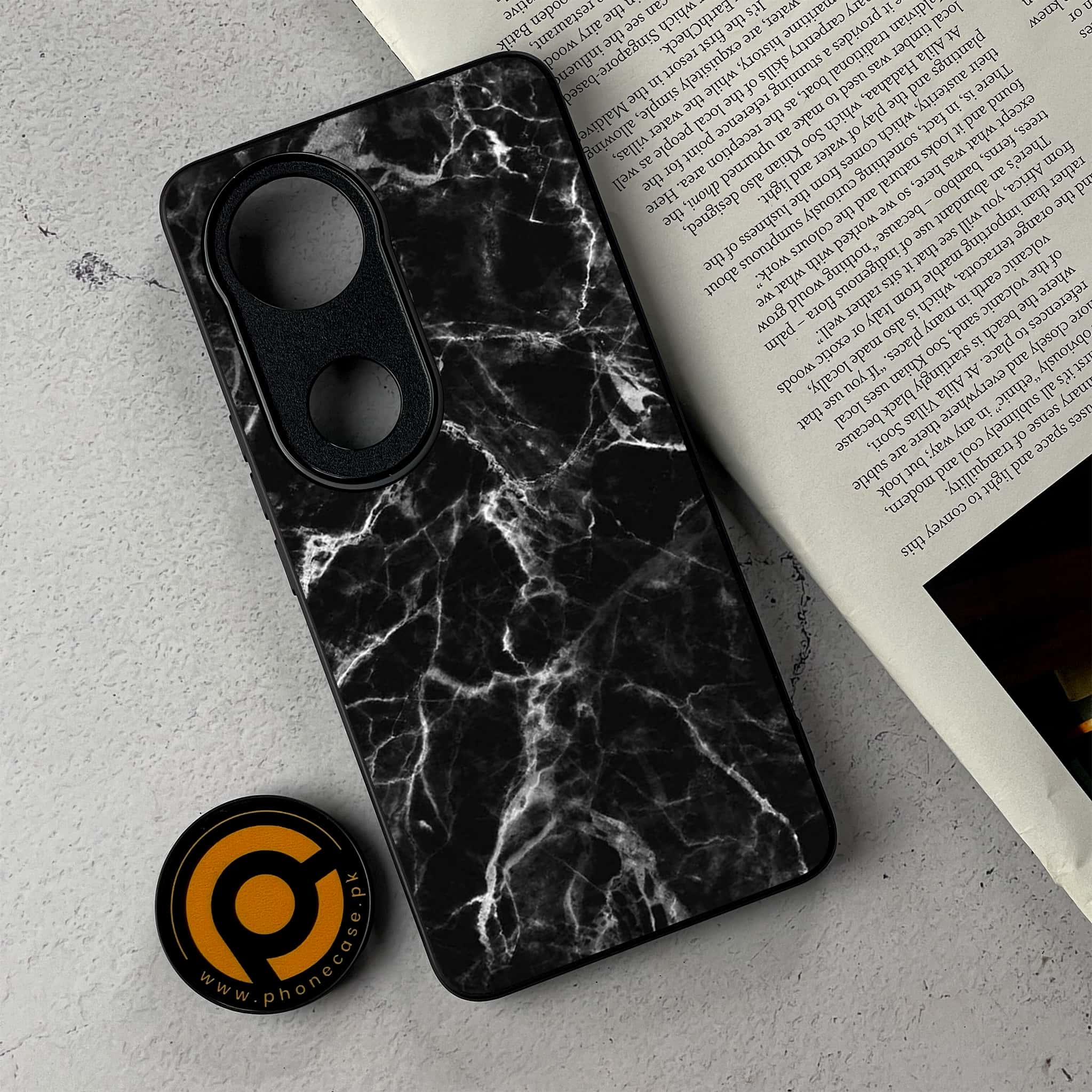 Vivo V50 - Black Marble Series - Premium Metal Printed Soft Bumper Shockproof Case