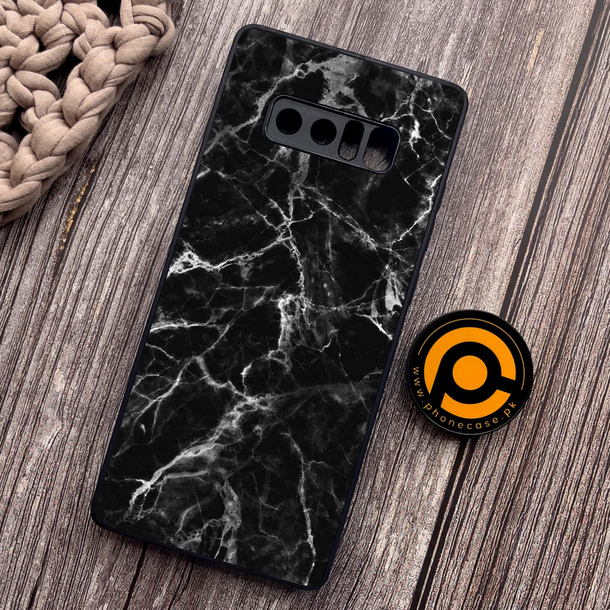 Samsung Galaxy Note 8 - Black Marble Series - Premium Metal Printed soft Bumper shock Proof Case