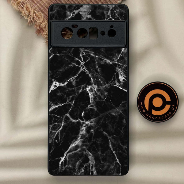 Google Pixel 6 Pro- BLACK  Marble Design 4  - Premium Metal Printed soft Bumper Shock Proof Case CS-38016