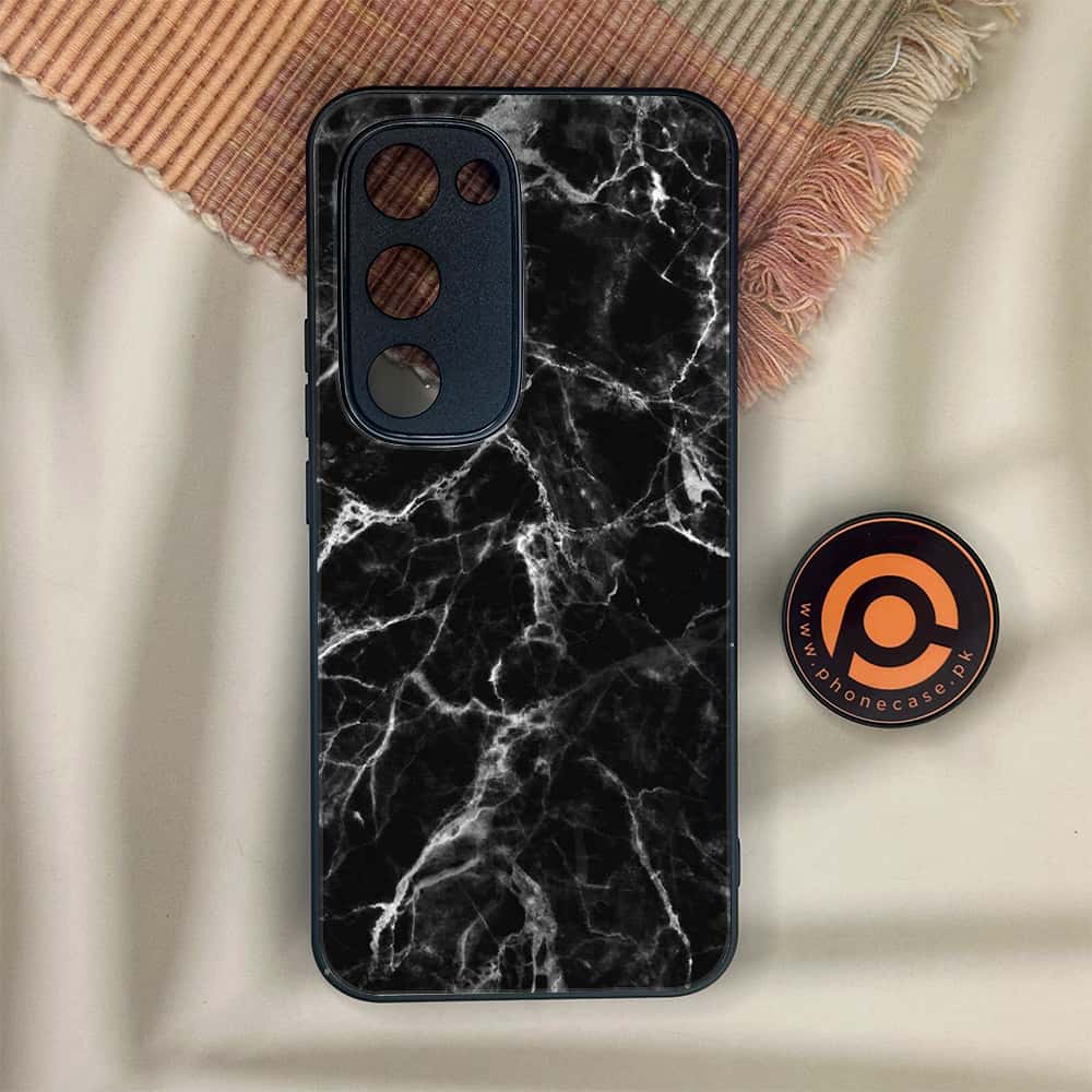 Tecno Spark 40 Pro Plus - Black Marble Series - Premium Metal Printed soft Bumper shock Proof Case