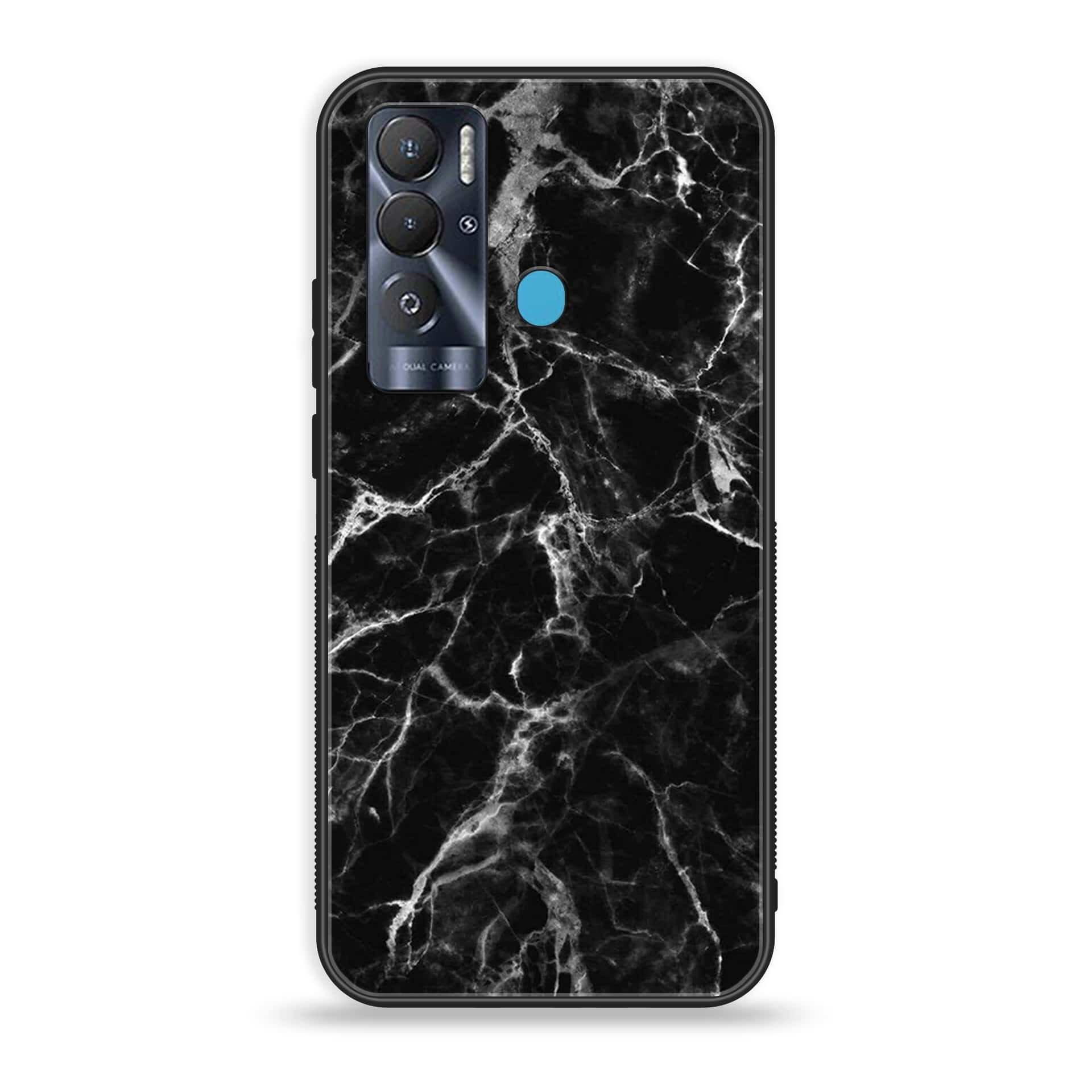 Tecno Pova Neo Black Marble Premium Printed Glass soft Bumper shock Proof Case