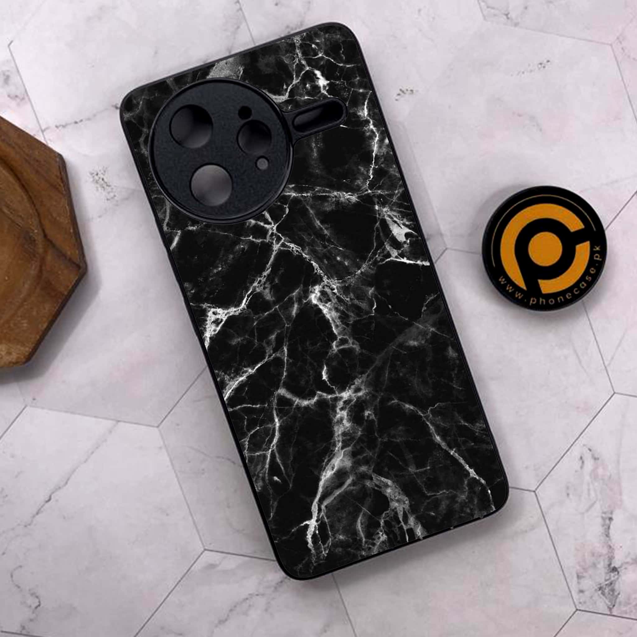 Xiaomi Poco F7 Ultra 5G - Black Marble Series - Premium Metal Printed soft Bumper shock Proof Case