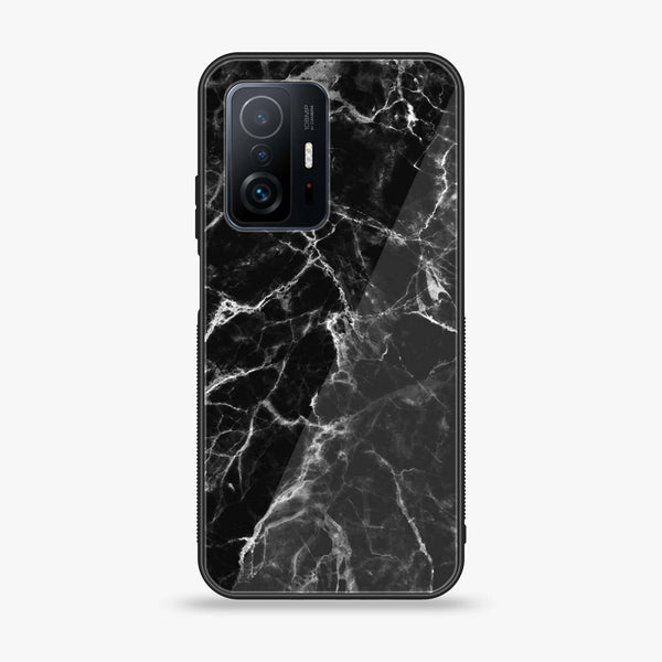 Xiaomi 11T - Black Marble Design 4- Premium Printed Glass soft Bumper shock Proof Case CS-11169