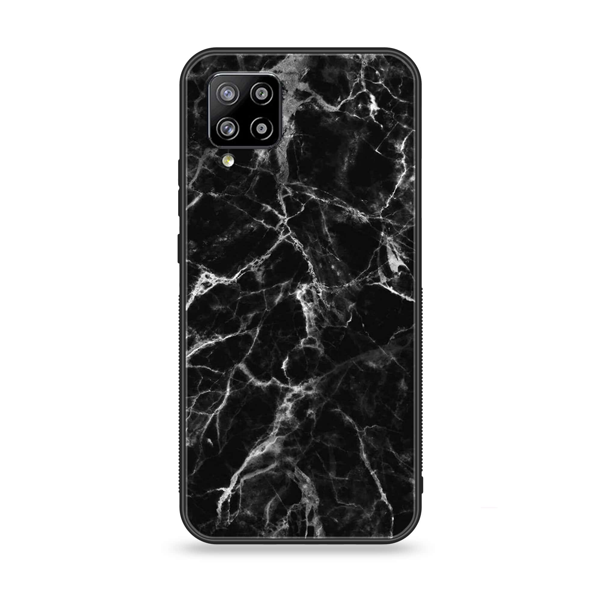 Samsung Galaxy A42 5G - Black Marble Series - Premium Printed Glass soft Bumper shock Proof Case