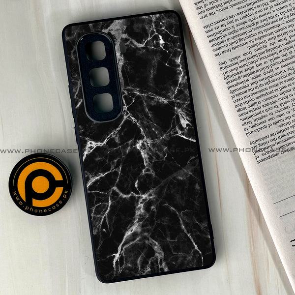 Infinix Hot 50 Pro Plus - Black Marble Design 4- Premium Metal Printed soft Bumper shock Proof Case CS-49975
