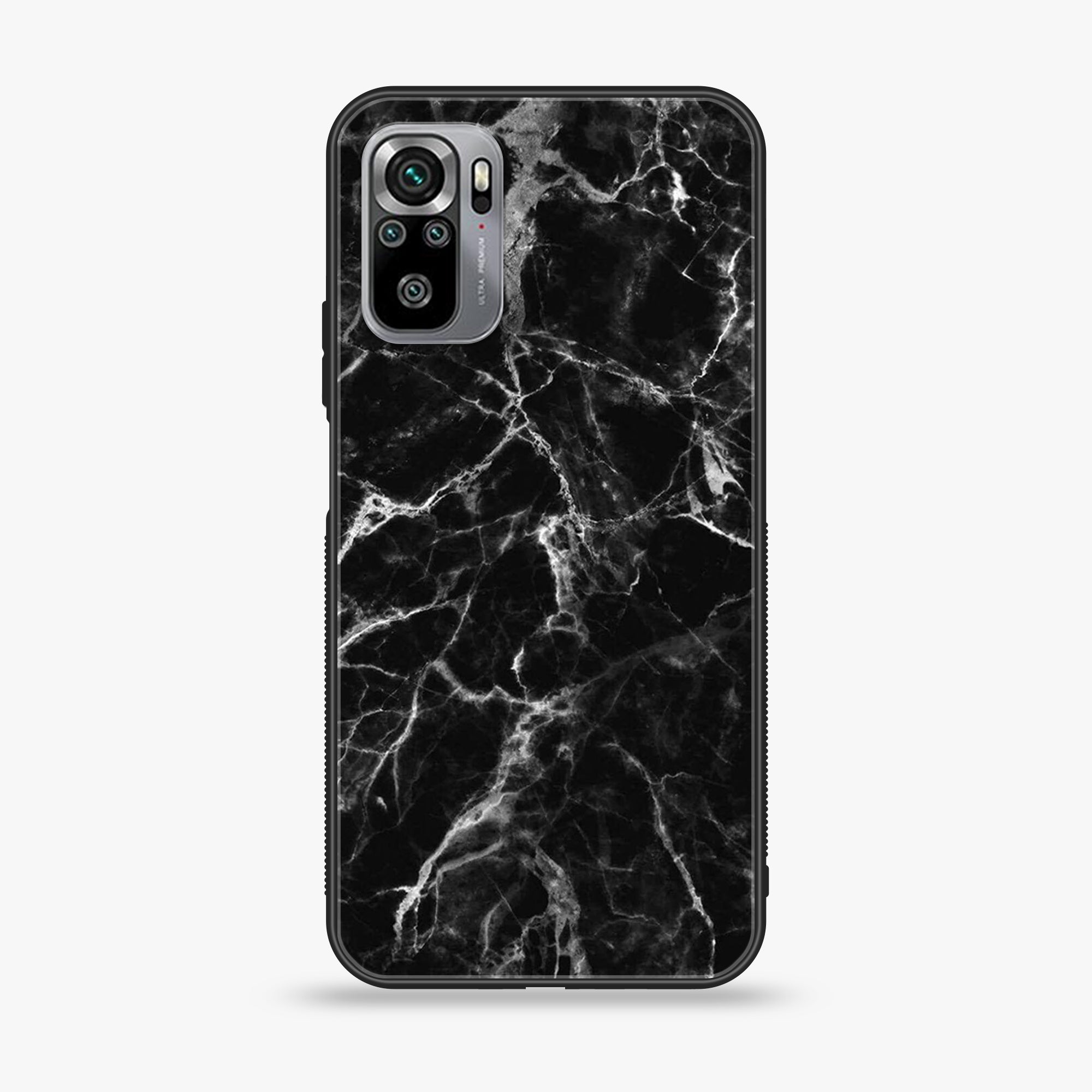 Xiaomi Redmi Note 10S - Black Marble Series - Premium Printed Glass soft Bumper shock Proof Case