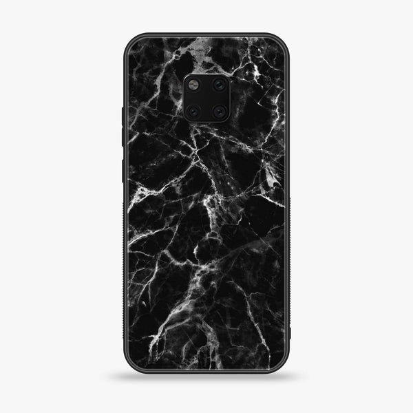 Huawei Mate 20 Pro - Black Marble Design 4 - Premium Printed Glass soft Bumper shock Proof Case CS-39413