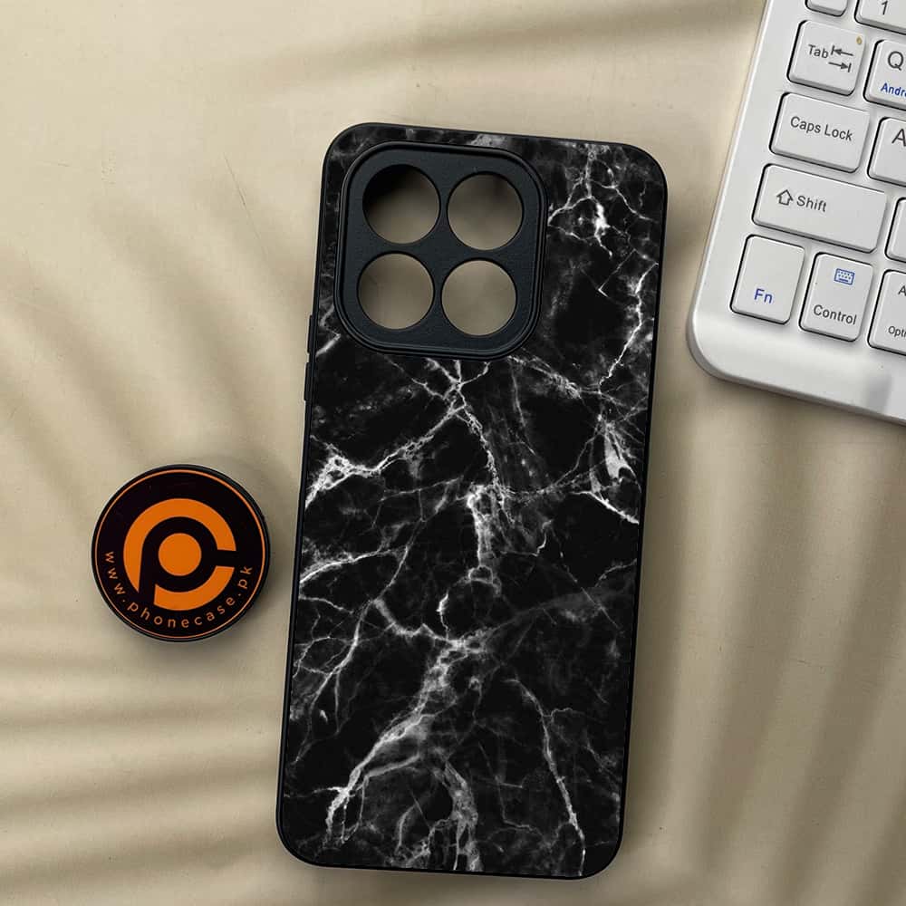 Honor X5b Plus - Black Marble Series - Premium Metal  Printed soft Bumper shock Proof Case