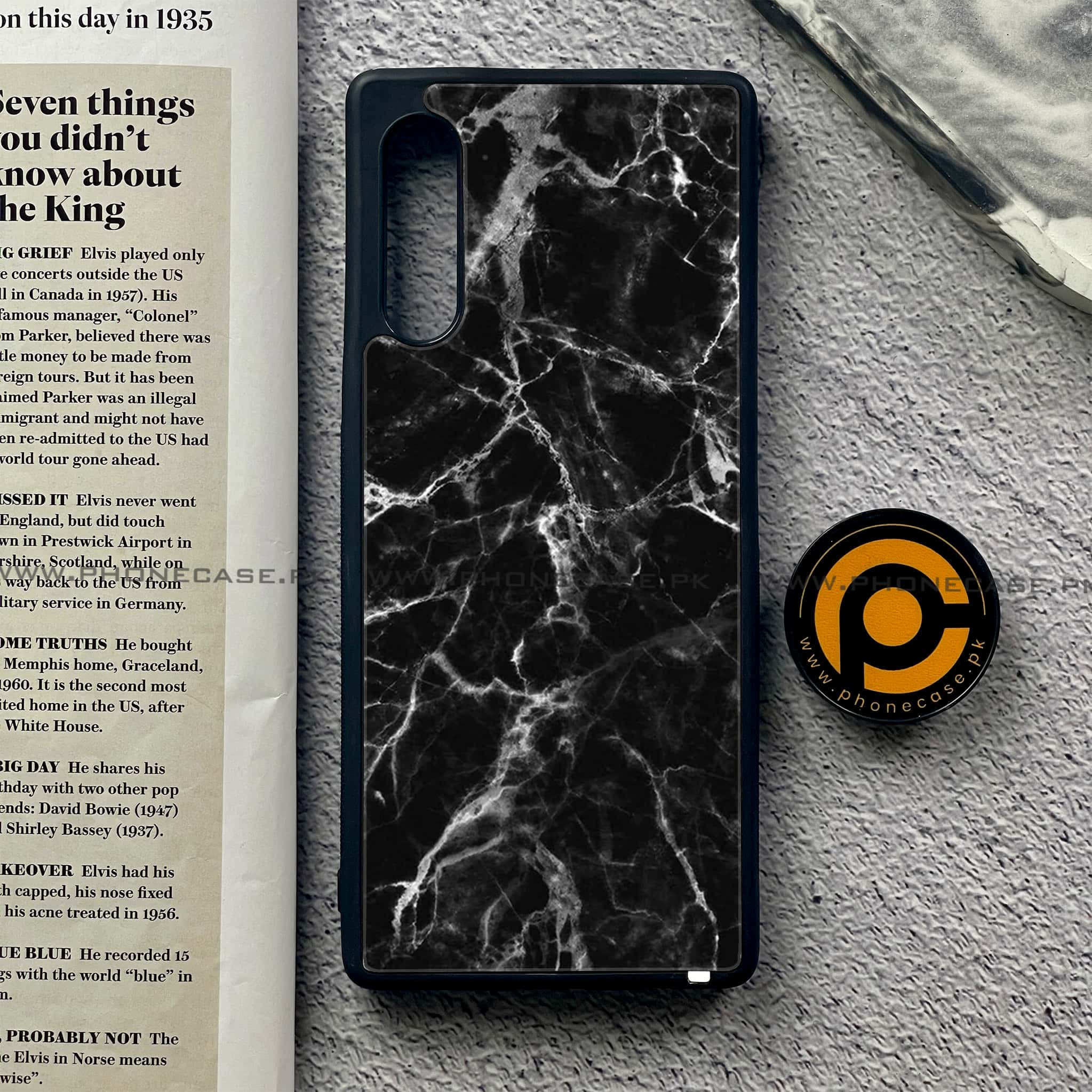 LG Velvet - Black Marble Series - Premium Printed Glass soft Bumper shock Proof Case