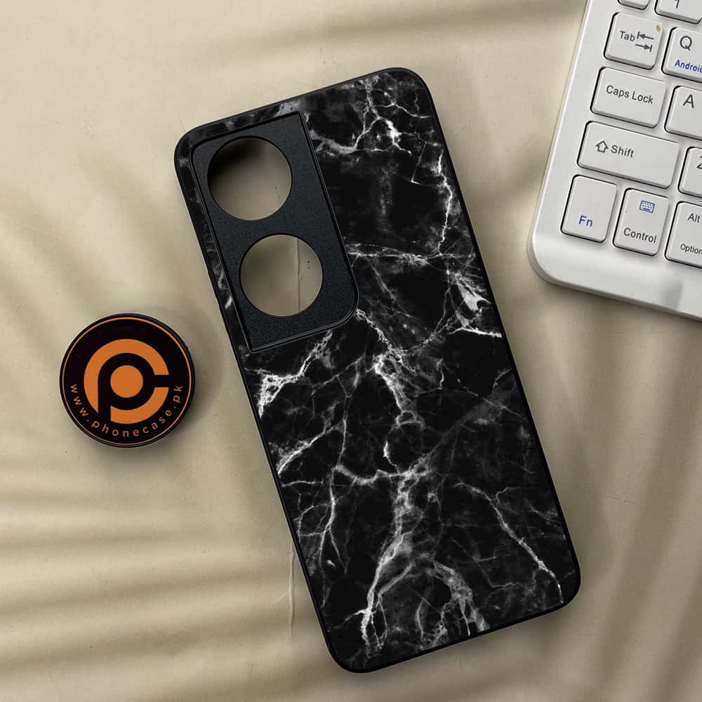 Honor X7b - Black Marble Series - Premium Metal  Printed soft Bumper shock Proof Case