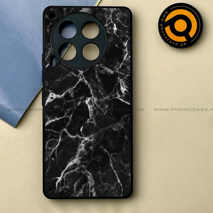 Tecno Camon 30 - Black Marble Design 4  -  Premium Printed Metal soft Bumper shock Proof Case CS-35067