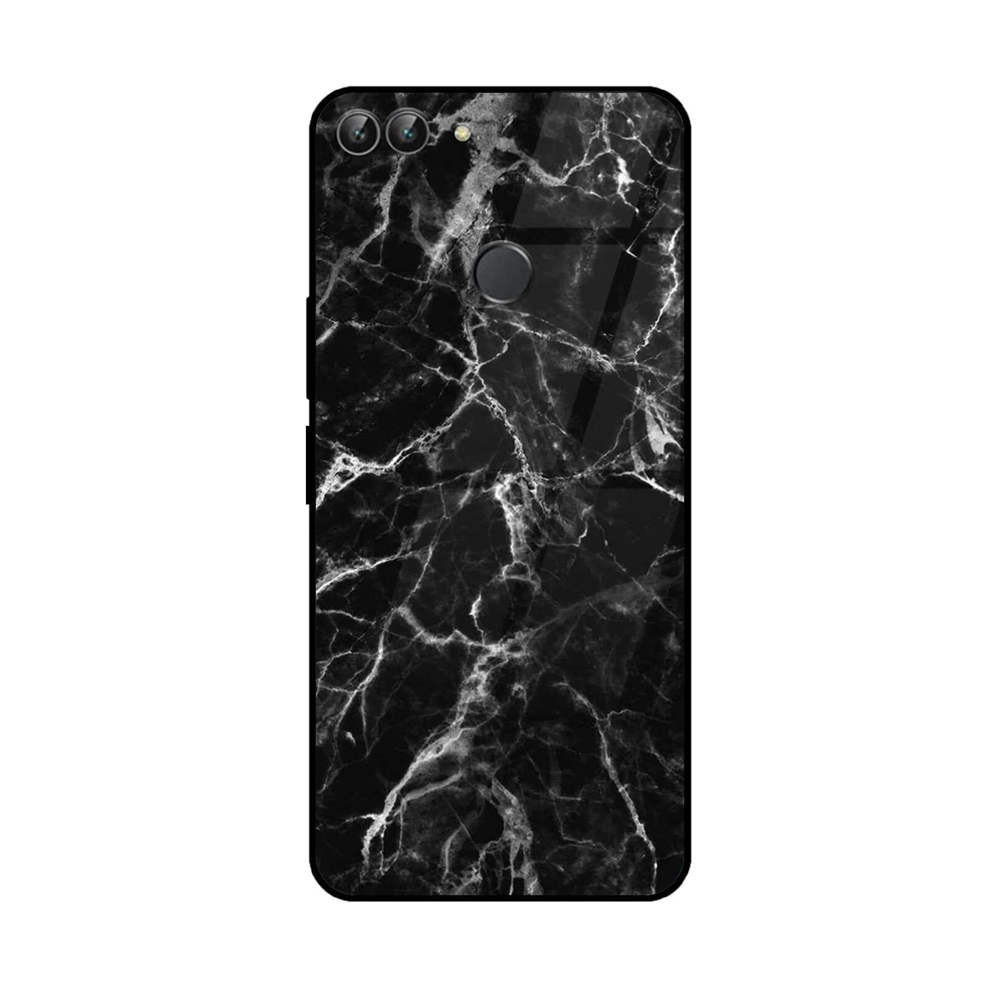 Huawei P Smart - Black Marble Series - Premium Printed Glass soft Bumper shock Proof Case