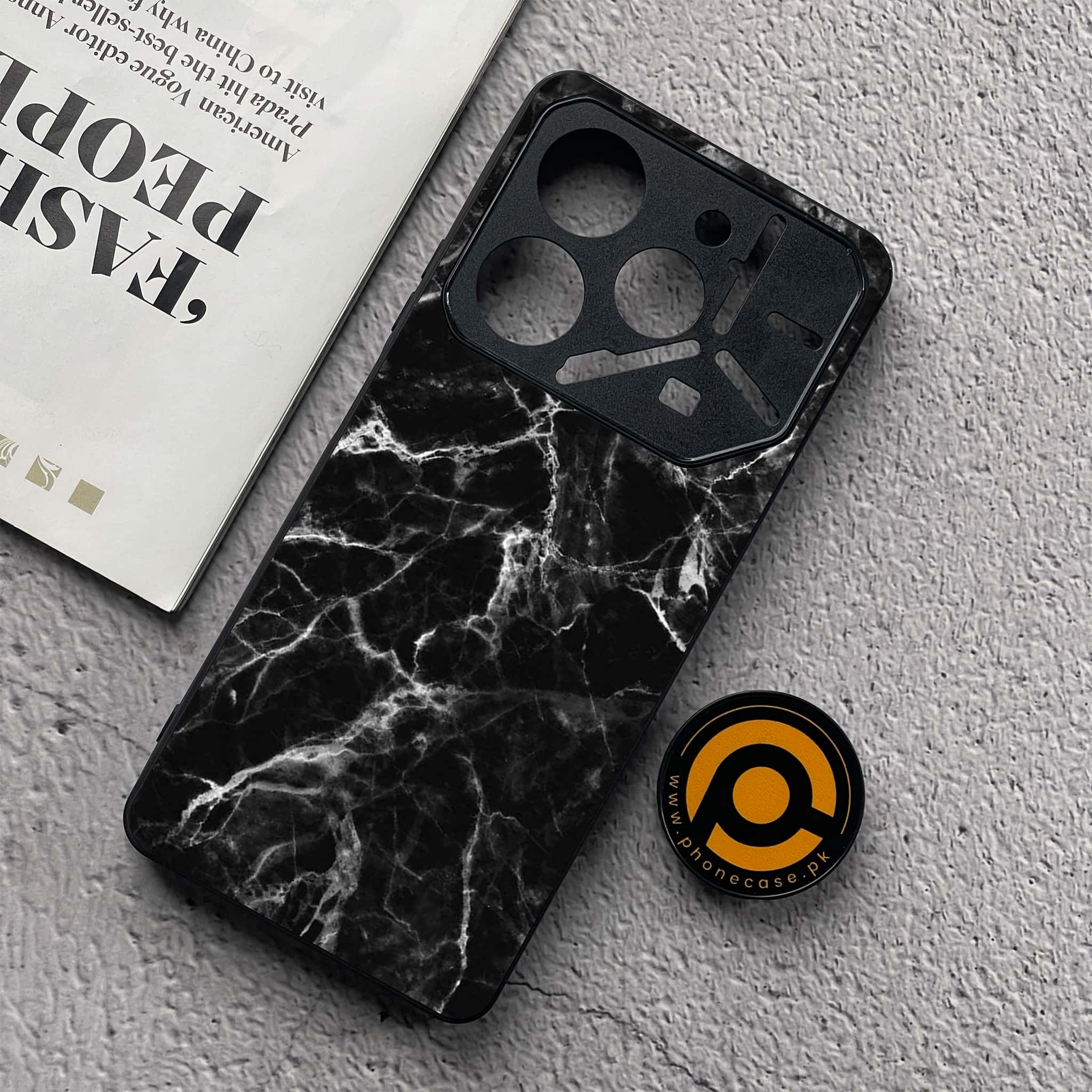 Tecno Pova 6 Neo - Black Marble Series - Premium Metal  Printed soft Bumper shock Proof Case