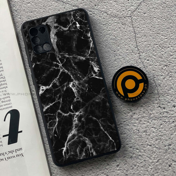 Samsung Galaxy A31 - Black Marble Design 4- Premium Printed Glass soft Bumper shock Proof Case CS-46404