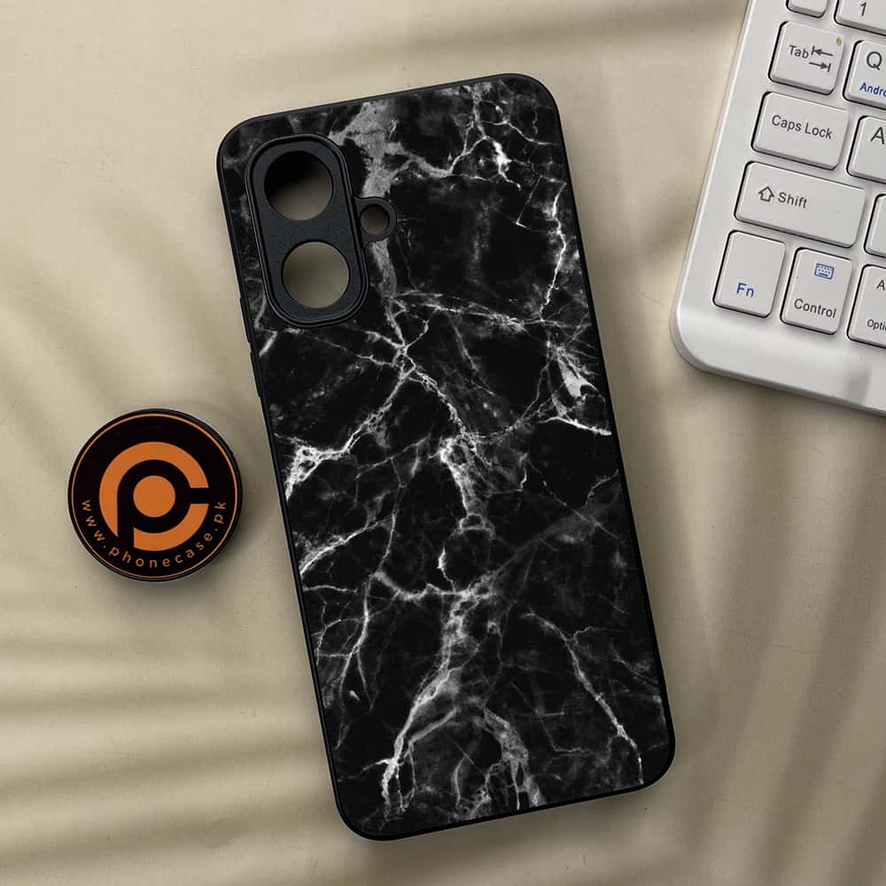 Tecno Spark Go 2 - Black Marble Series - Premium Metal Printed soft Bumper Shock Proof Case