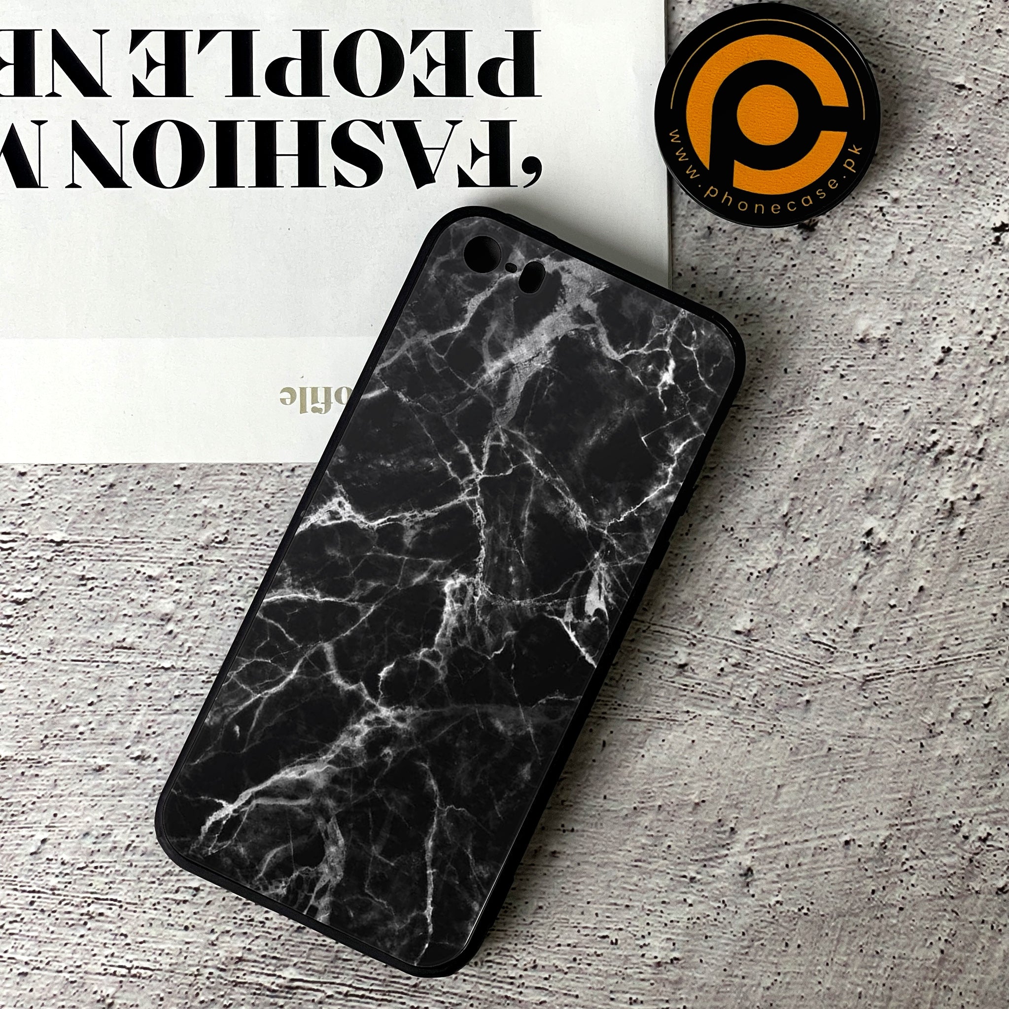 iPhone 5/5c/5s - Black Marble Series - Premium Printed Glass soft Bumper shock Proof Case