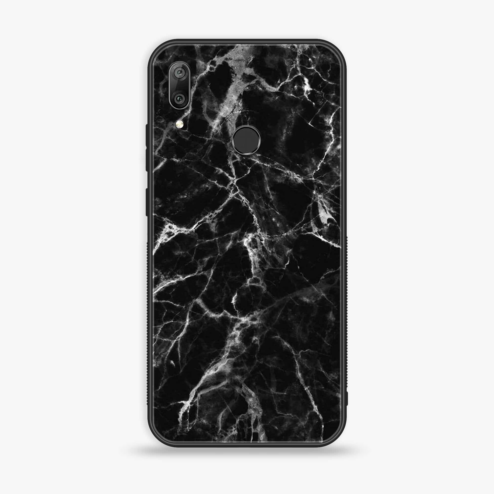 Huawei Y7 Prime (2019) - Black Marble Series - Premium Printed Glass soft Bumper shock Proof Case