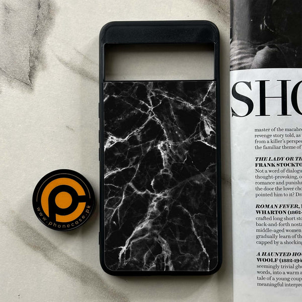 Google Pixel 8 Pro - Black Marble Design 4- Premium Metal Printed soft Bumper Shock Proof Case CS-44749