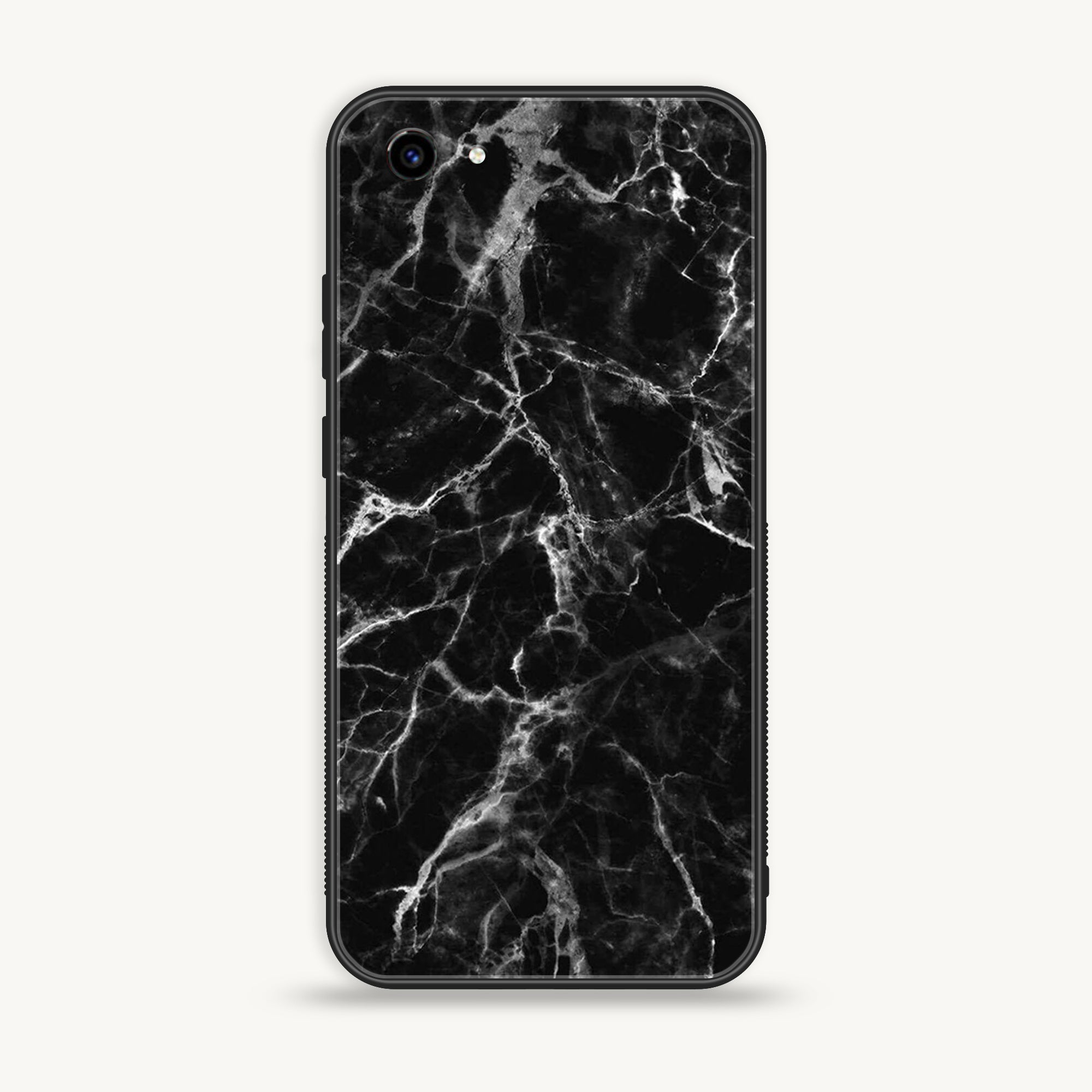 Vivo Y83 -  Black Marble Series - Premium Printed Glass soft Bumper shock Proof Case