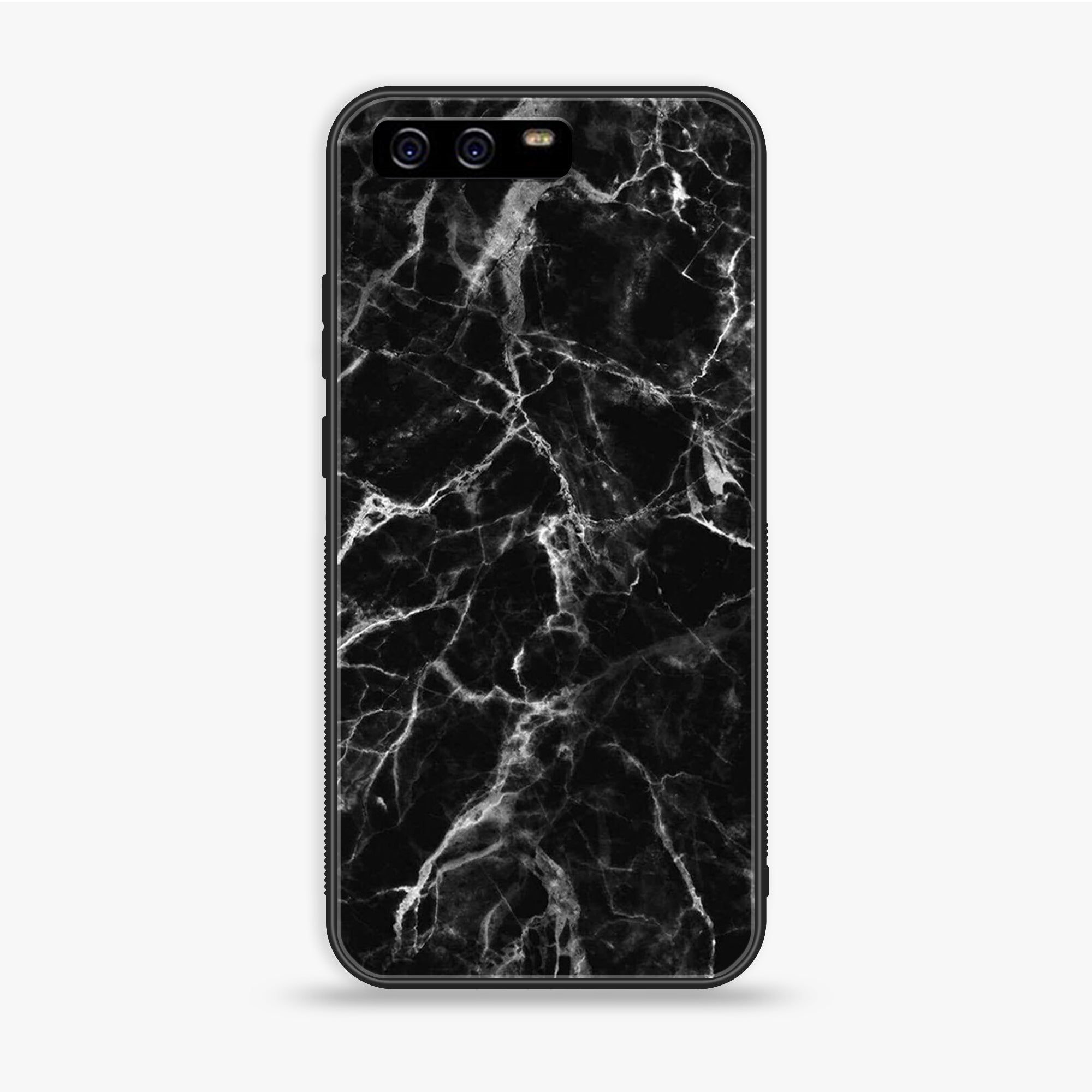 Huawei P10 Plus - Black Marble Series - Premium Printed Glass soft Bumper shock Proof Case