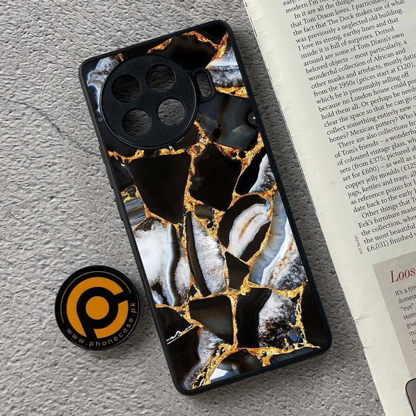 Tecno Spark 20 pro plus - Black Marble Design 5 -    Premium Printed Glass soft Bumper shock Proof Case CS-35697