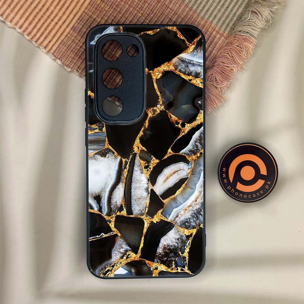 Tecno Spark 40 Pro Plus - Black Marble Series - Premium Metal Printed soft Bumper shock Proof Case