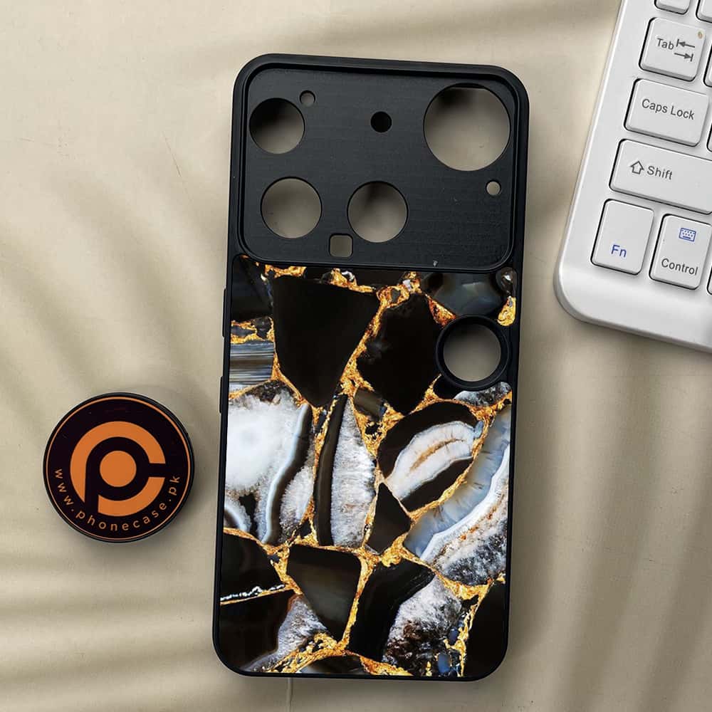 Nothing Phone 3 - Black Marble Series - Premium Metal  Printed soft Bumper shock Proof Case
