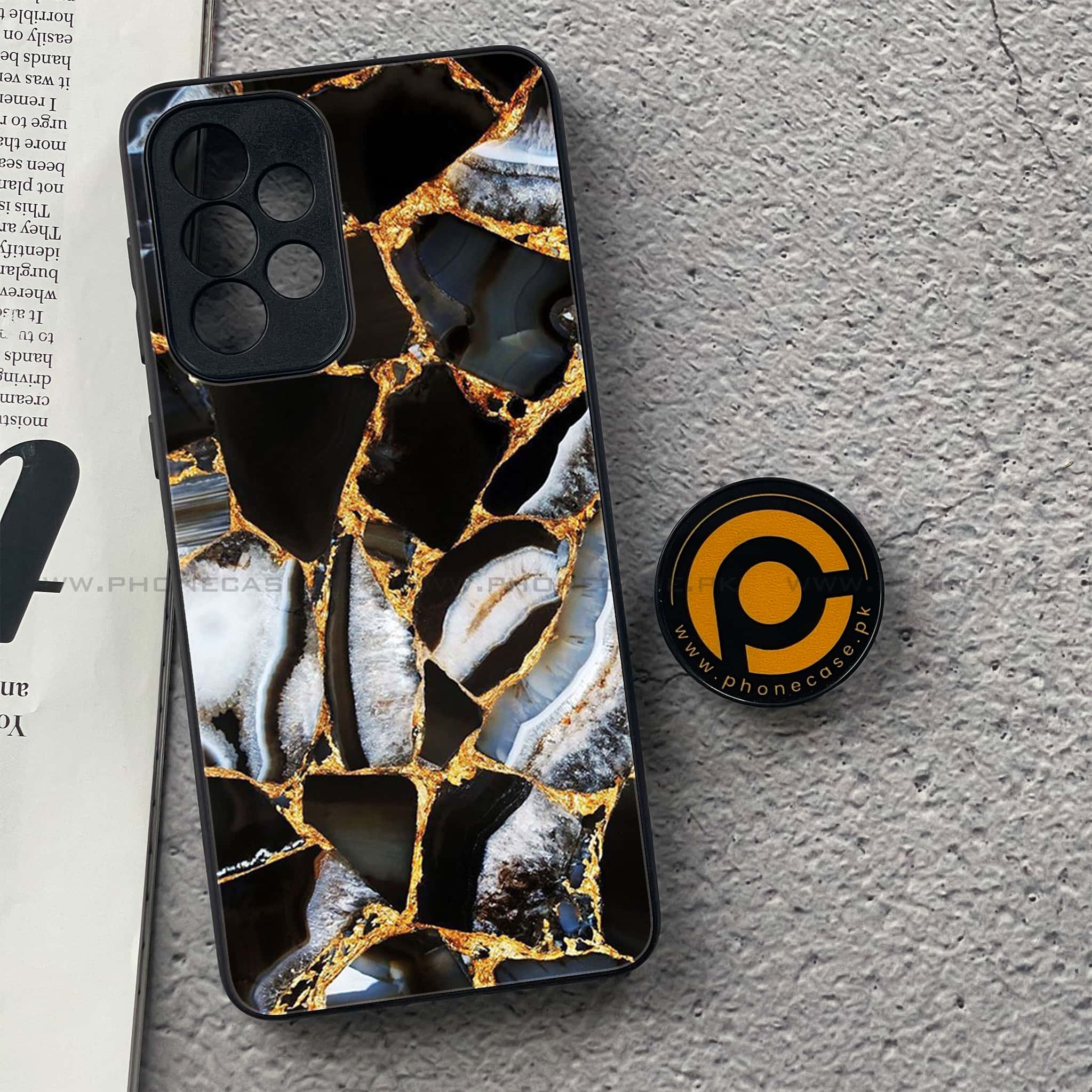 Samsung Galaxy A33 - Black Marble Series - Premium Printed Glass soft Bumper shock Proof Case