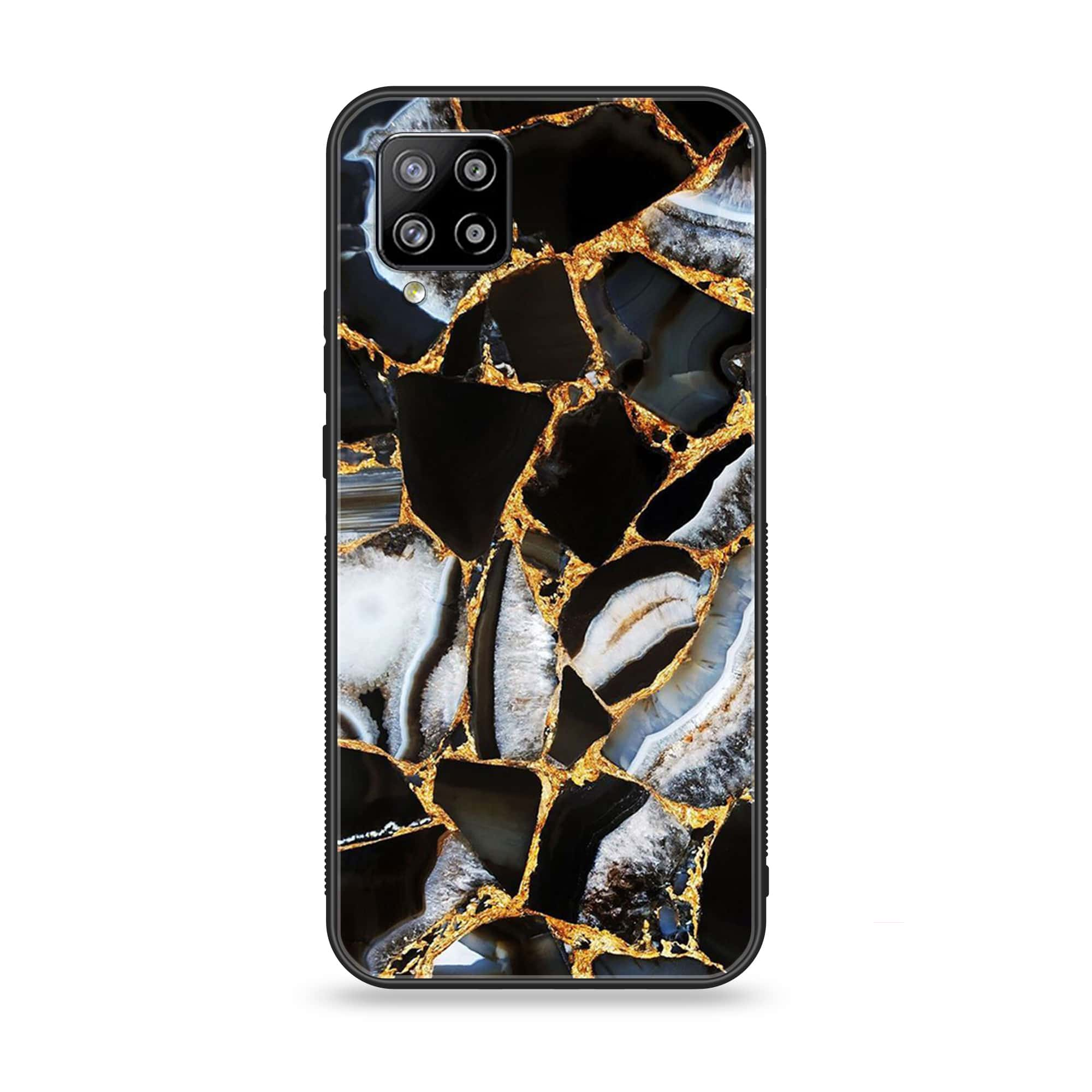 Samsung Galaxy A42 5G - Black Marble Series - Premium Printed Glass soft Bumper shock Proof Case