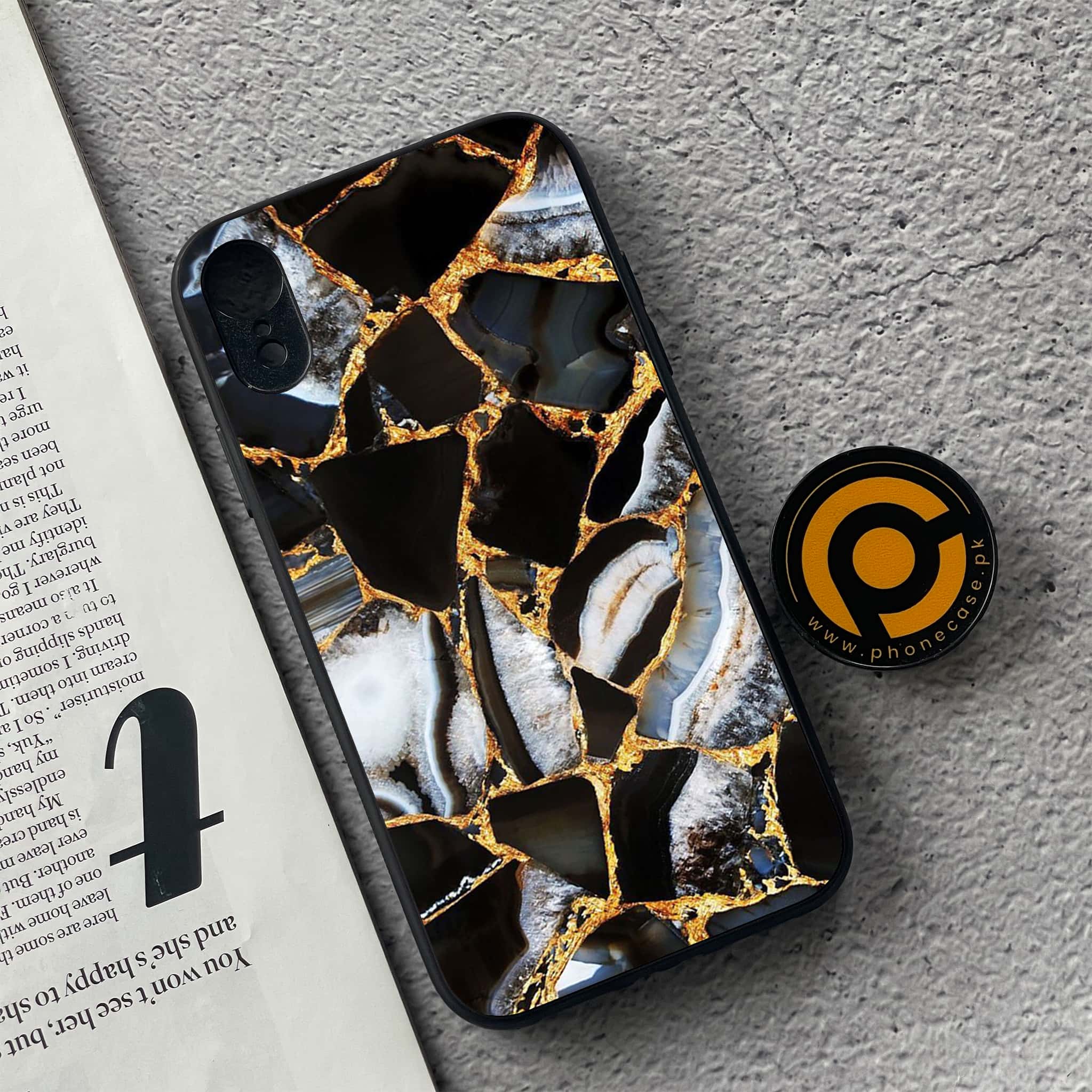 iPhone XR - Black Marble Series - Premium Metal Printed soft Bumper shock Proof Case