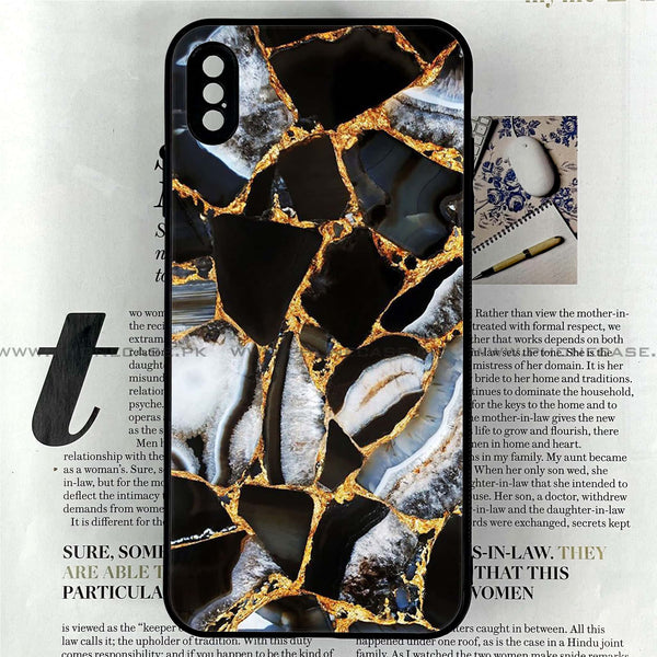 iPhone Xs Max - Black Marble Series Design 5  - Premium Printed Glass soft Bumper shock Proof Case CS-19475