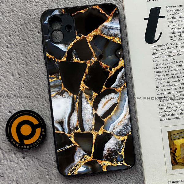 Samsung Galaxy A04 - Black Marble Design 5 - Premium Printed Metal soft Bumper shock Proof Case CS-42404